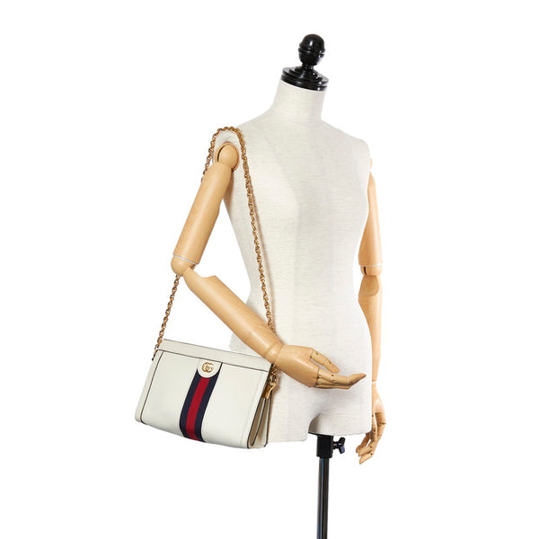 グッチ オフィディア 503877 ホワイト レザー チェーン ショルダーバッグ レディース GUCCI 【中古】