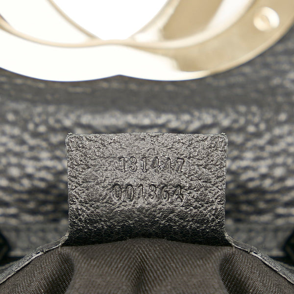 グッチ シェリー 131447 ブラック マルチカラー レザー コットン ショルダーバッグ レディース GUCCI 【中古】