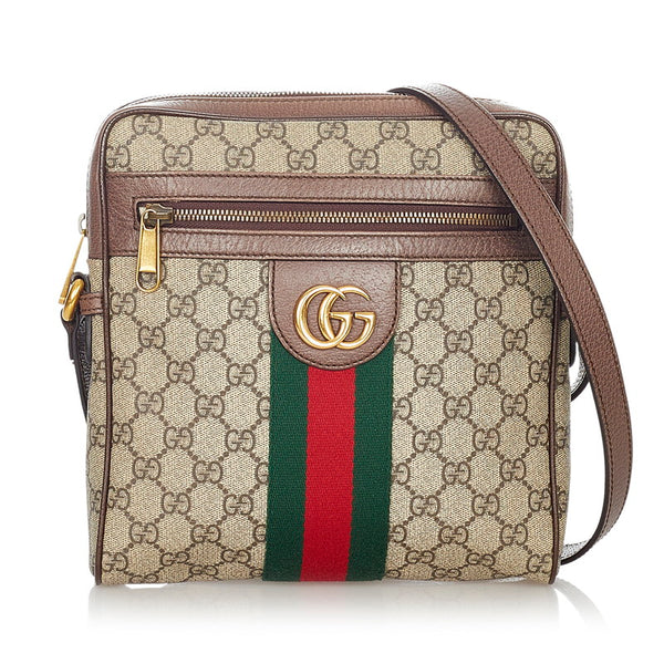 グッチ オフィディア 547926 ブラウン レッド グリーン PVC レザー ショルダーバッグ レディース GUCCI 【中古】