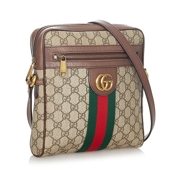 グッチ オフィディア 547926 ブラウン レッド グリーン PVC レザー ショルダーバッグ レディース GUCCI 【中古】
