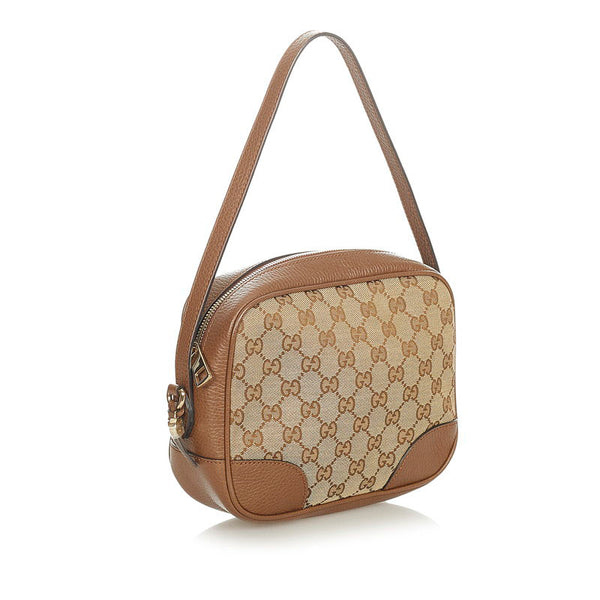 グッチ GGキャンバス 449413 ベージュ ブラウン キャンバス レザー 肩掛け ショルダーバッグ レディース GUCCI 【中古】