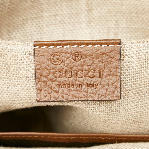 グッチ GGキャンバス 449413 ベージュ ブラウン キャンバス レザー 肩掛け ショルダーバッグ レディース GUCCI 【中古】