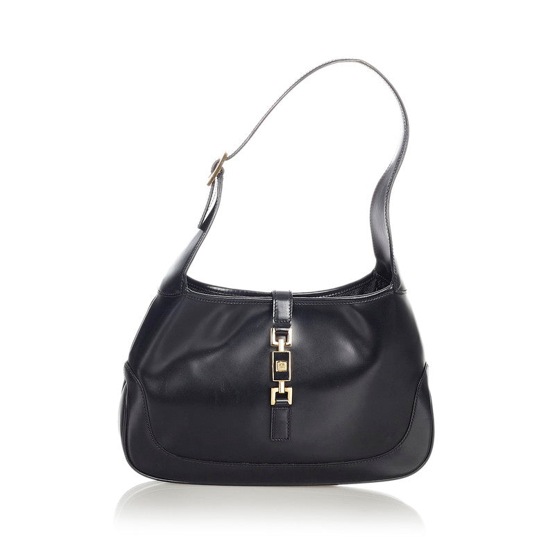 グッチ ジャッキー 001・3735 ブラック レザー ショルダーバッグ レディース GUCCI 【中古】