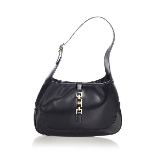 グッチ ジャッキー 001・3735 ブラック レザー ショルダーバッグ レディース GUCCI 【中古】