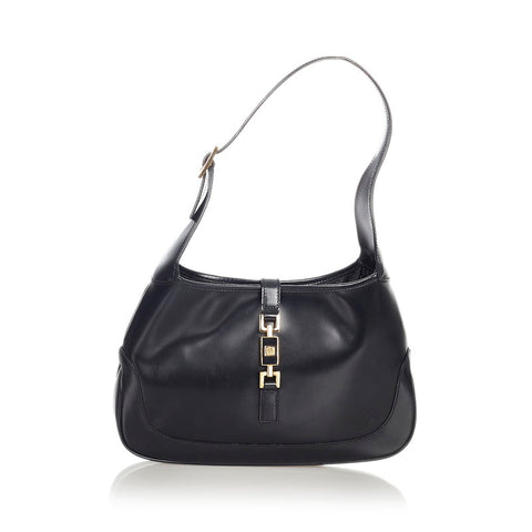 グッチ ジャッキー 001・3735 ブラック レザー ショルダーバッグ レディース GUCCI 【中古】