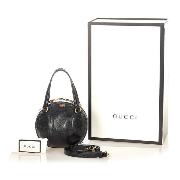 グッチ バスケットボール シェイプ ハンドバッグ ショルダーバッグ 2WAY 547855 ブラック レザー レディース GUCCI 【中古】
