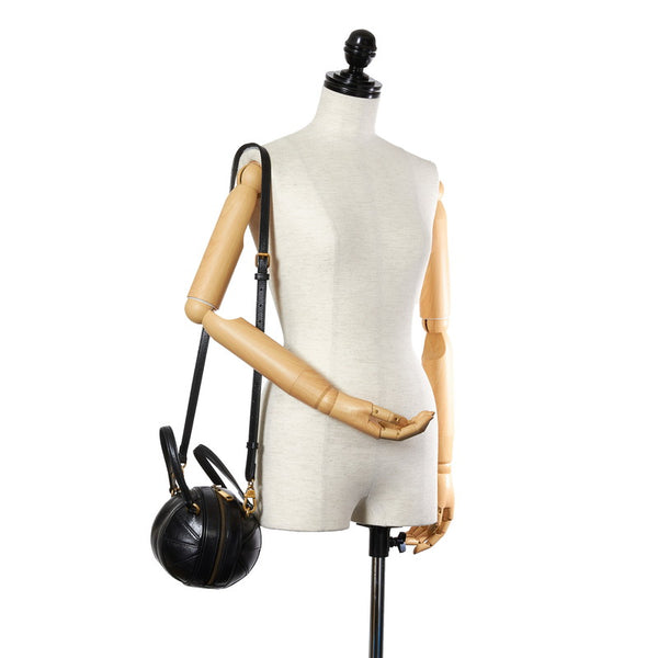 グッチ バスケットボール シェイプ ハンドバッグ ショルダーバッグ 2WAY 547855 ブラック レザー レディース GUCCI 【中古】