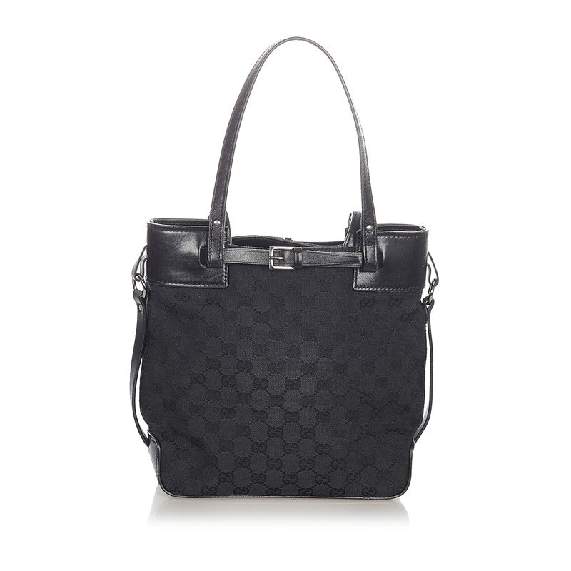 グッチ GGキャンバス ブラック キャンバス レザー トートバッグ レディース GUCCI 【中古】