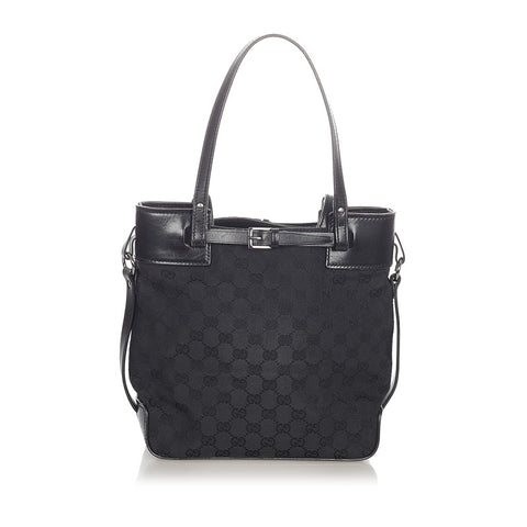 グッチ GGキャンバス ブラック キャンバス レザー トートバッグ レディース GUCCI 【中古】