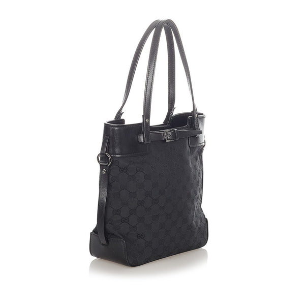 グッチ GGキャンバス ブラック キャンバス レザー トートバッグ レディース GUCCI 【中古】