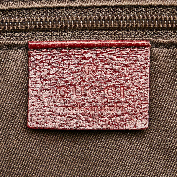 グッチ GGキャンバス ベージュ レッド キャンバス レザー トートバッグ レディース GUCCI 【中古】