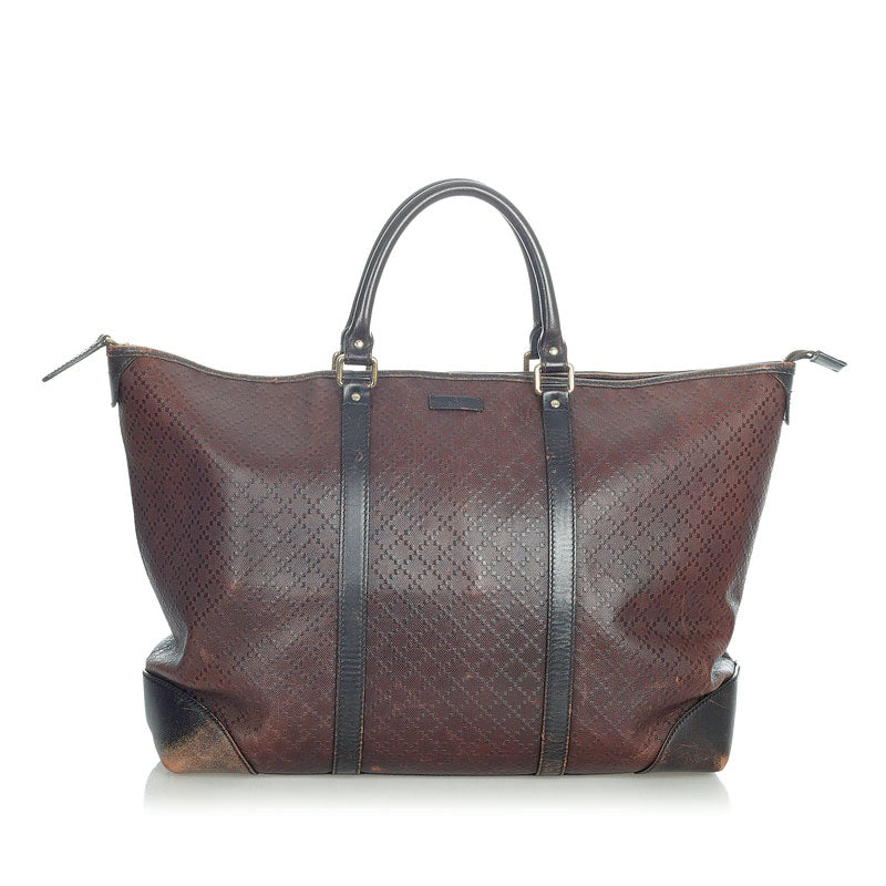 グッチ ディアマンテ 309413 ブラウン PVC レザー トートバッグ メンズ GUCCI 【中古】