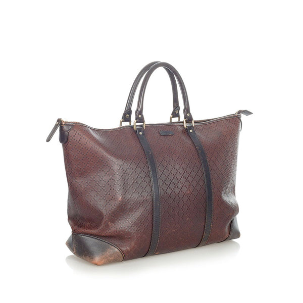 グッチ ディアマンテ 309413 ブラウン PVC レザー トートバッグ メンズ GUCCI 【中古】