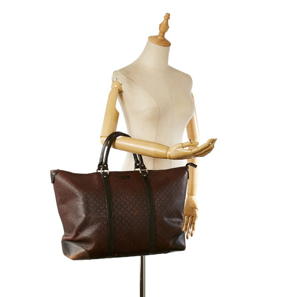 グッチ ディアマンテ 309413 ブラウン PVC レザー トートバッグ メンズ GUCCI 【中古】