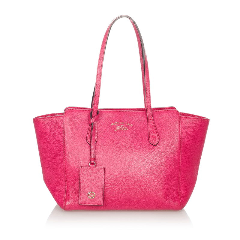 グッチ スゥィング 354408 ピンク レザー トートバッグ レディース GUCCI 【中古】