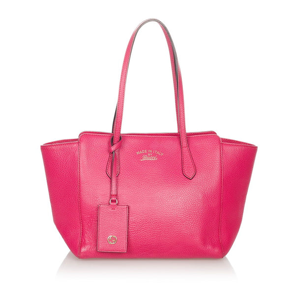 グッチ スゥィング 354408 ピンク レザー トートバッグ レディース GUCCI 【中古】