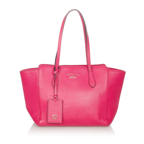 グッチ スゥィング 354408 ピンク レザー トートバッグ レディース GUCCI 【中古】
