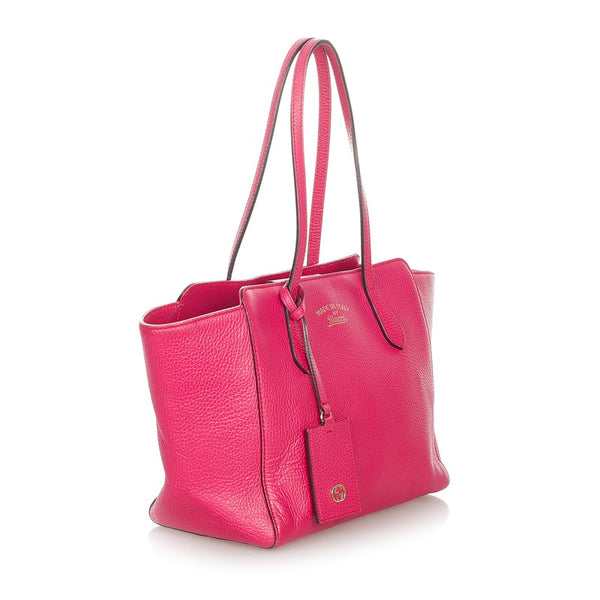 グッチ スゥィング 354408 ピンク レザー トートバッグ レディース GUCCI 【中古】