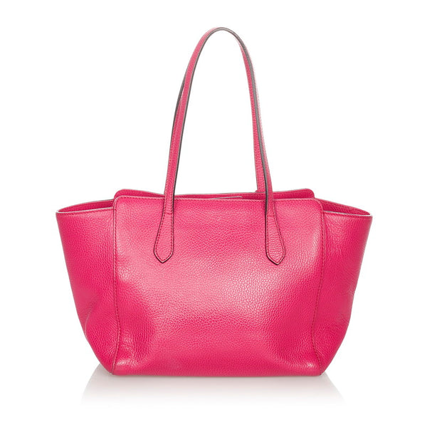 グッチ スゥィング 354408 ピンク レザー トートバッグ レディース GUCCI 【中古】