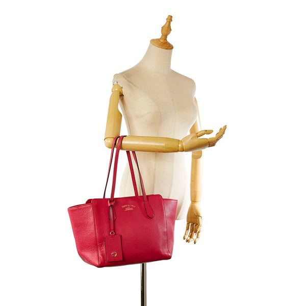 グッチ スゥィング 354408 ピンク レザー トートバッグ レディース GUCCI 【中古】