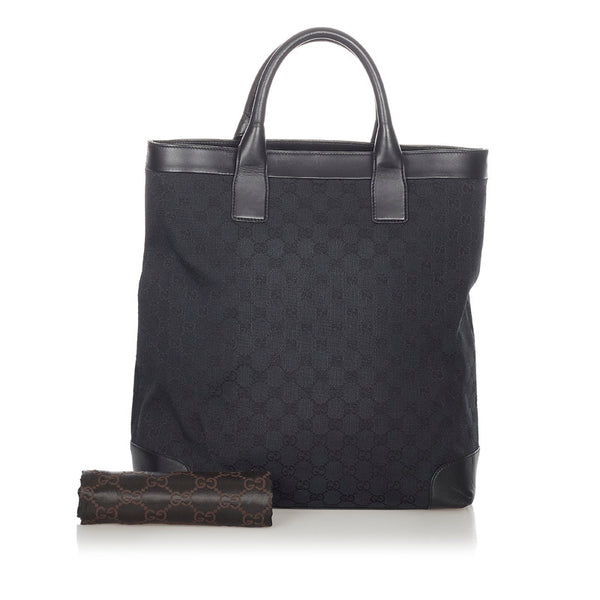 グッチ GGキャンバス 002 1121 ブラック キャンバス レザー トートバッグ レディース GUCCI 【中古】