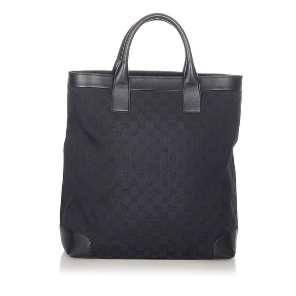 グッチ GGキャンバス 002 1121 ブラック キャンバス レザー トートバッグ レディース GUCCI 【中古】