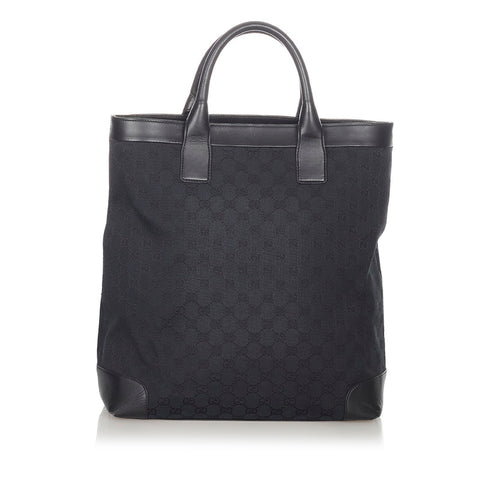 グッチ GGキャンバス 002 1121 ブラック キャンバス レザー トートバッグ レディース GUCCI 【中古】