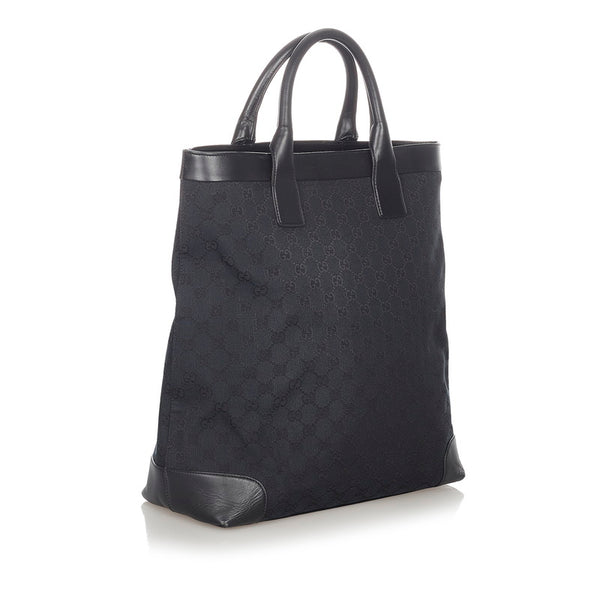 グッチ GGキャンバス 002 1121 ブラック キャンバス レザー トートバッグ レディース GUCCI 【中古】