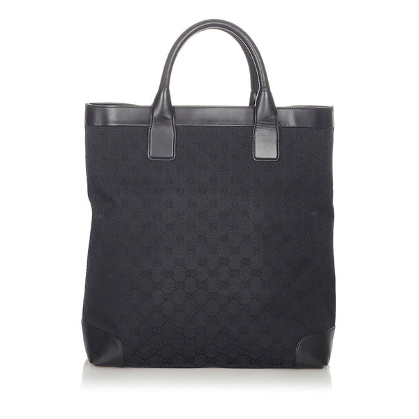 グッチ GGキャンバス 002 1121 ブラック キャンバス レザー トートバッグ レディース GUCCI 【中古】