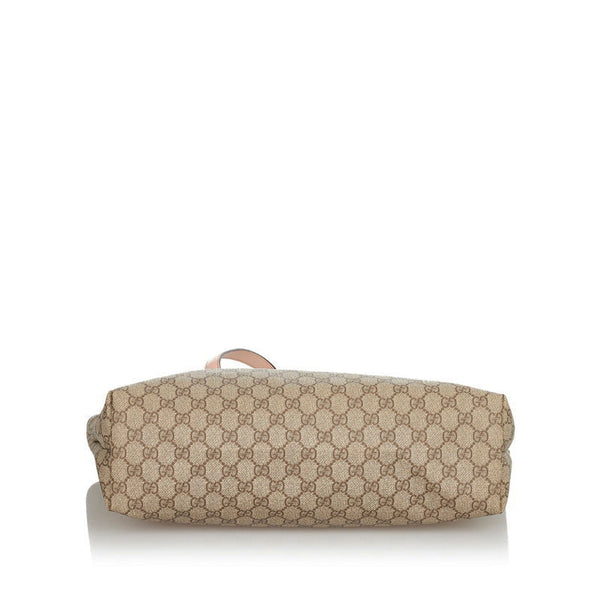 グッチ GGスプリーム 211137 ベージュ ピンク PVC レザー トートバッグ レディース GUCCI 【中古】