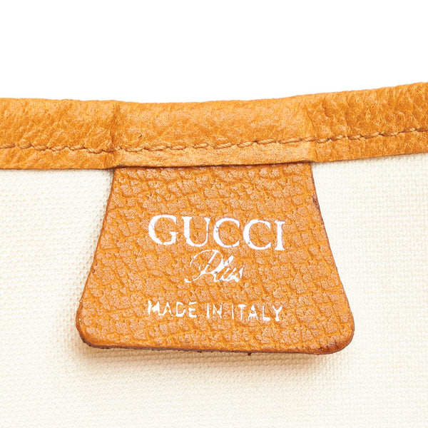 グッチ シェリーライン GGプラス ホワイト ブラウン レッド グリーン PVC レザー トートバッグ レディース GUCCI 【中古】