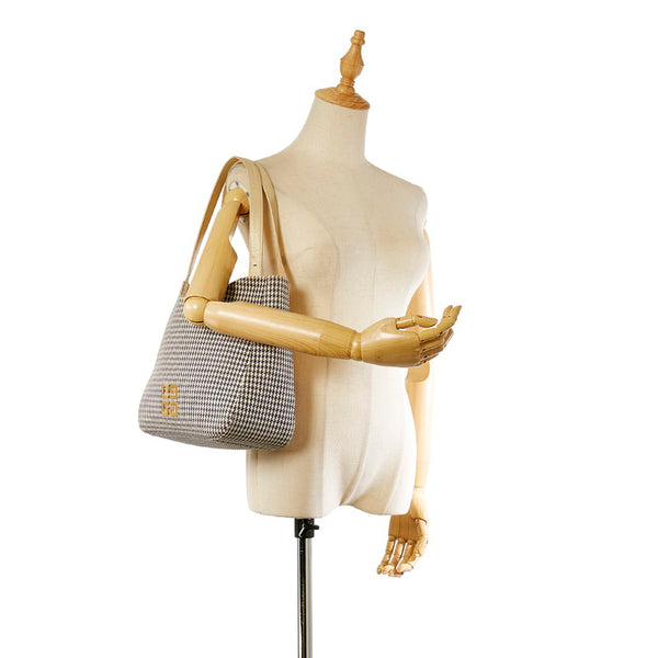 ジバンシー 千鳥格子 ホワイト ブルー キャンバス レザー トートバッグ レディース Givenchy 【中古】