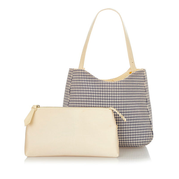 ジバンシー 千鳥格子 ホワイト ブルー キャンバス レザー トートバッグ レディース Givenchy 【中古】