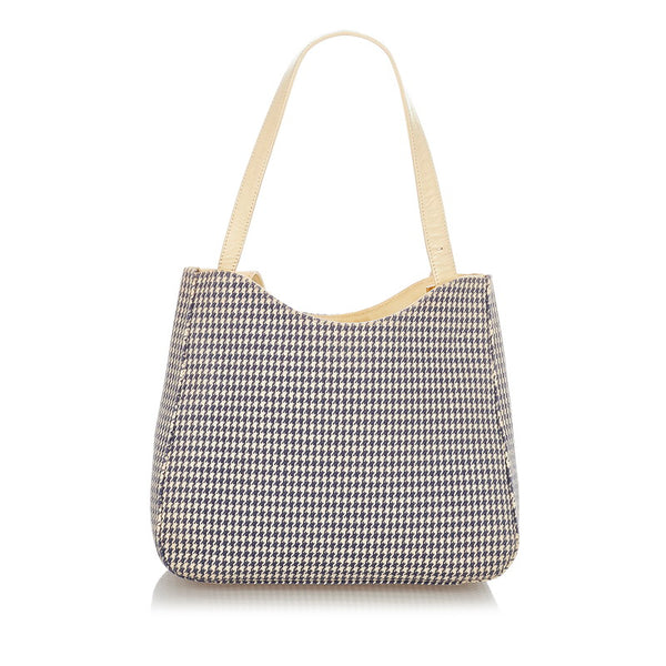 ジバンシー 千鳥格子 ホワイト ブルー キャンバス レザー トートバッグ レディース Givenchy 【中古】