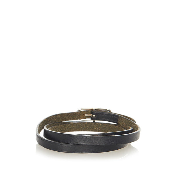 エルメス ブラック レザー アピ ロングブレス ブレスレット レディース HERMES 【中古】