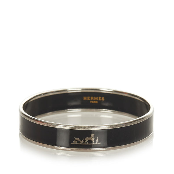 エルメス ブラック シルバー エマイユPM バングル レディース HERMES 【中古】