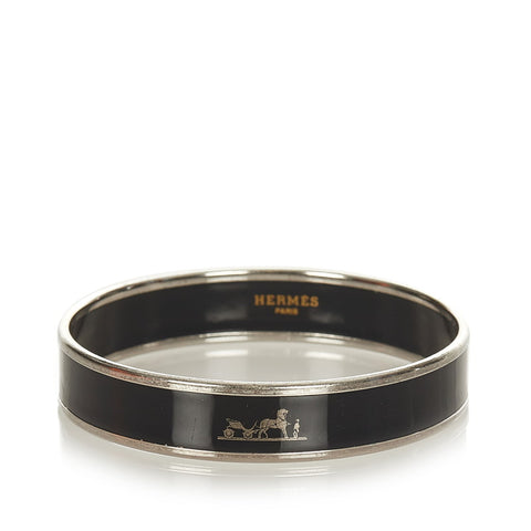 エルメス ブラック シルバー エマイユPM バングル レディース HERMES 【中古】