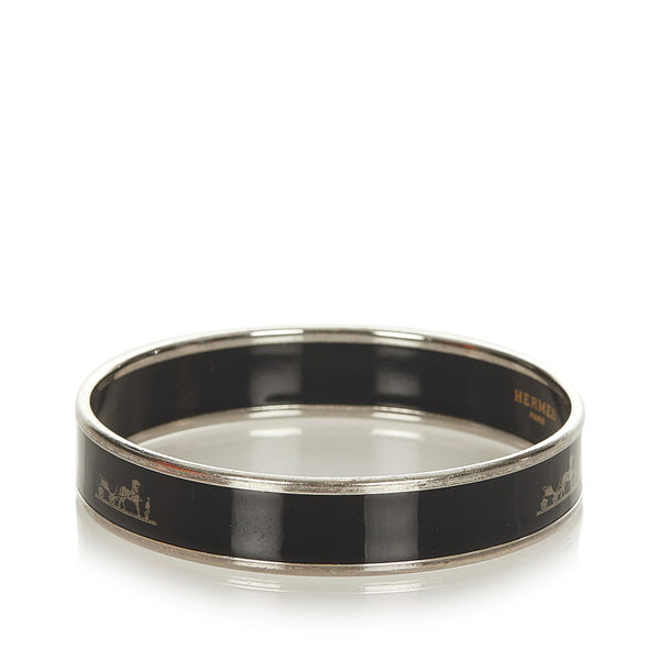エルメス ブラック シルバー エマイユPM バングル レディース HERMES 【中古】