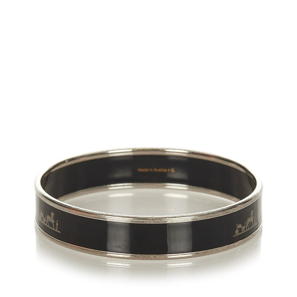 エルメス ブラック シルバー エマイユPM バングル レディース HERMES 【中古】