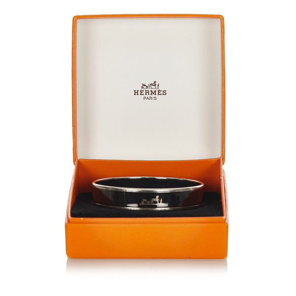 エルメス ブラック シルバー エマイユPM バングル レディース HERMES 【中古】