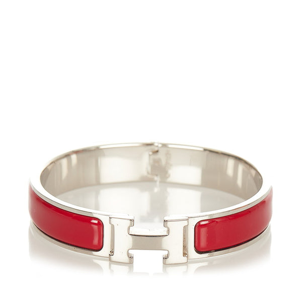 エルメス レッド シルバー  メタル クリッククラックPM バングル レディース HERMES 【中古】