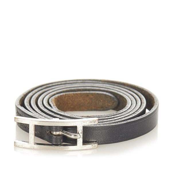 エルメス ブラック レザー アピ3 ブレスレット メンズ HERMES 【中古】