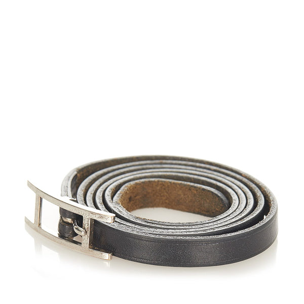 エルメス ブラック レザー アピ3 ブレスレット メンズ HERMES 【中古】