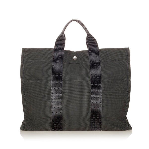 エルメス エールライン グレー キャンバス ハンドバッグ レディース HERMES 【中古】