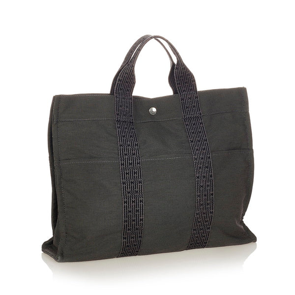 エルメス エールライン グレー キャンバス ハンドバッグ レディース HERMES 【中古】
