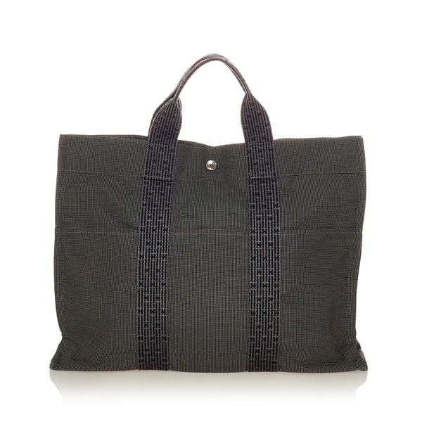 エルメス エールライン グレー キャンバス ハンドバッグ レディース HERMES 【中古】