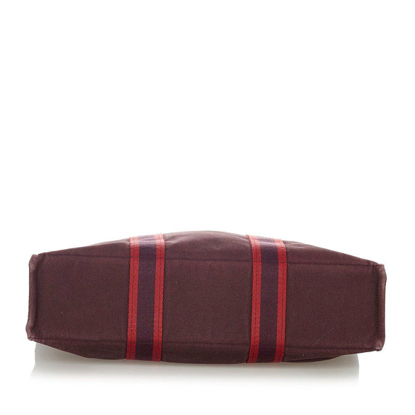 エルメス フールトゥカバス レッド ワインレッド キャンバス ハンドバッグ レディース HERMES 【中古】