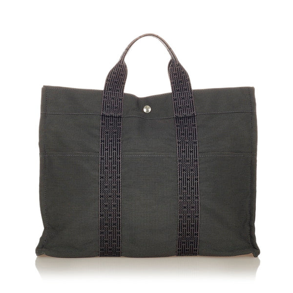 エルメス エールライントートMM グレー キャンバス ハンドバッグ メンズ HERMES 【中古】