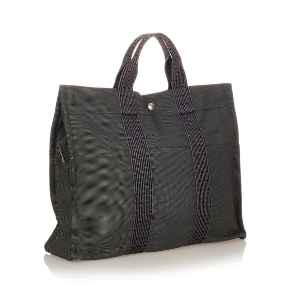 エルメス エールライントートMM グレー キャンバス ハンドバッグ メンズ HERMES 【中古】