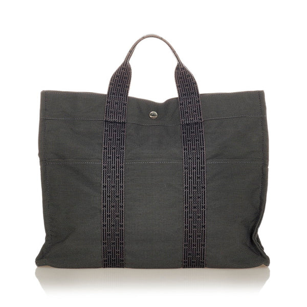 エルメス エールライントートMM グレー キャンバス ハンドバッグ メンズ HERMES 【中古】